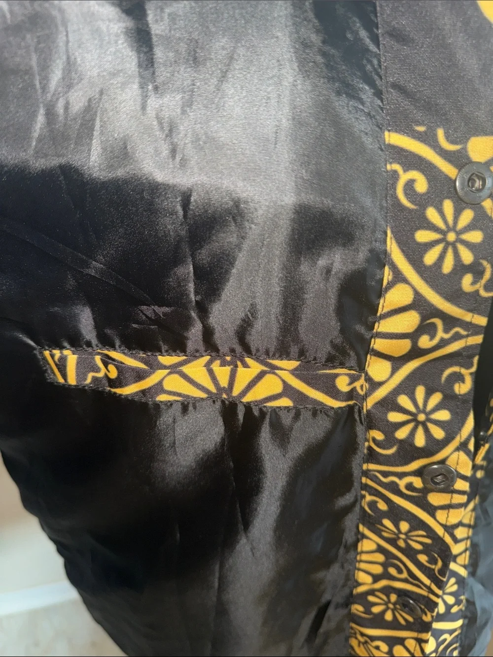 Unisex Black & Gold Patterned Hooded Jacket